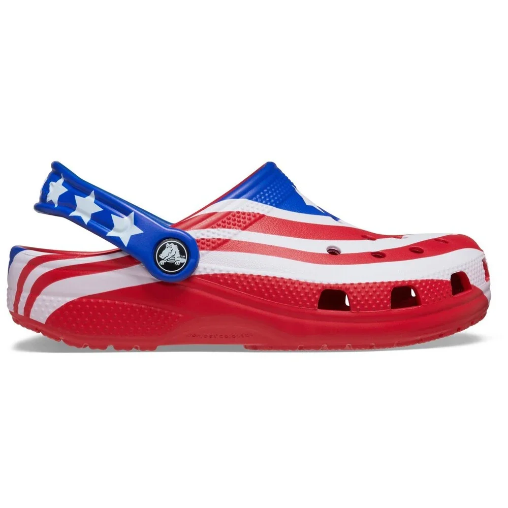 Crocs Classic American Flag 208840-90H Clogs Toddler 8M Red Casual Shoes GBO2924